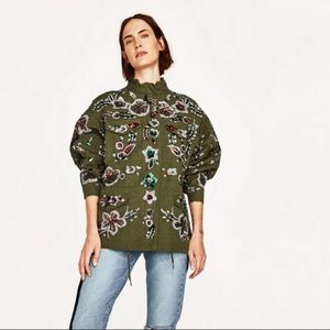 Zara sequined military jacket sz medium.